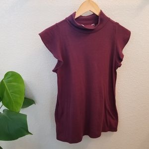 Loft Half Turtleneck Top with Ruffled Sleeves